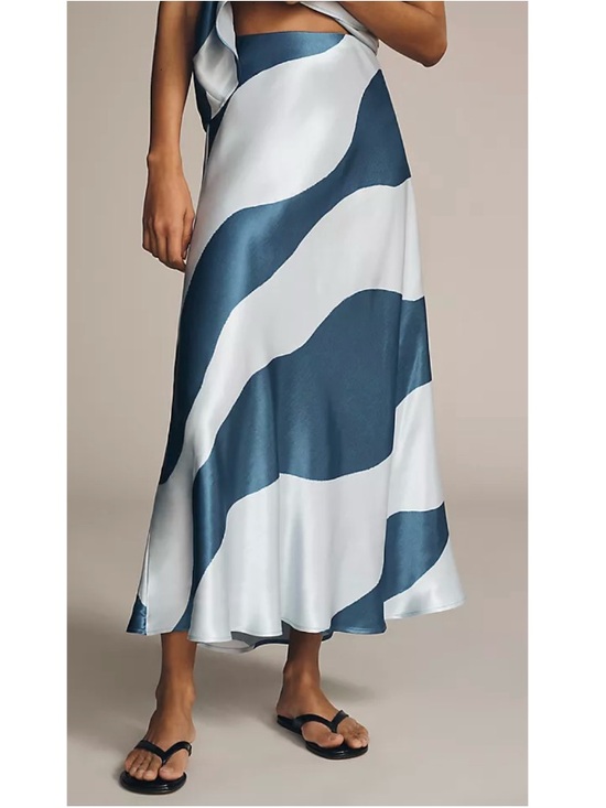 Anthropologie Dresses & Skirts - Anthropologie Silky Waves Woven Slip Maxi Pull-On Skirt Blue 2X